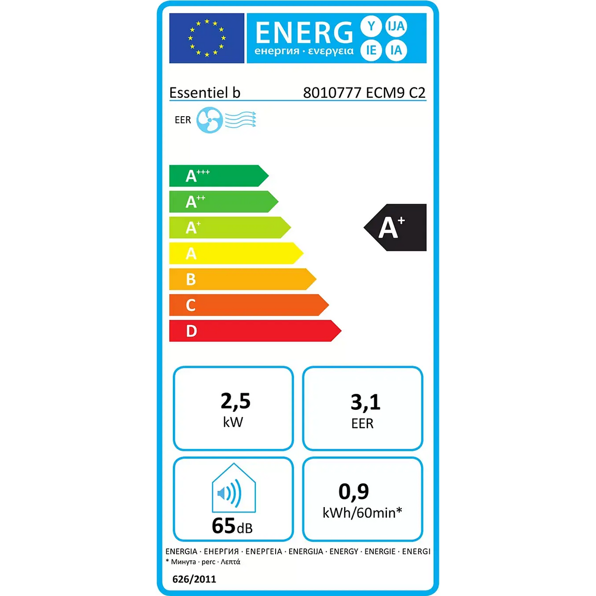 Climatiseur mobile avec kit fenêtre ESSENTIELB ECM9 C2