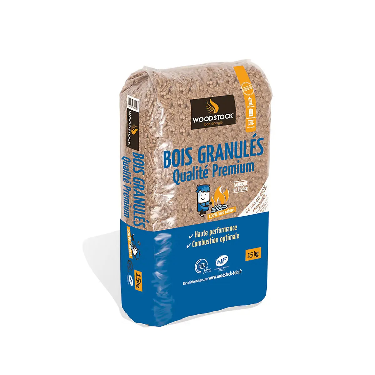 Bois de chauffage palette Woodstock – 1 palette de 66 sacs de 15 kg, DINplus NF