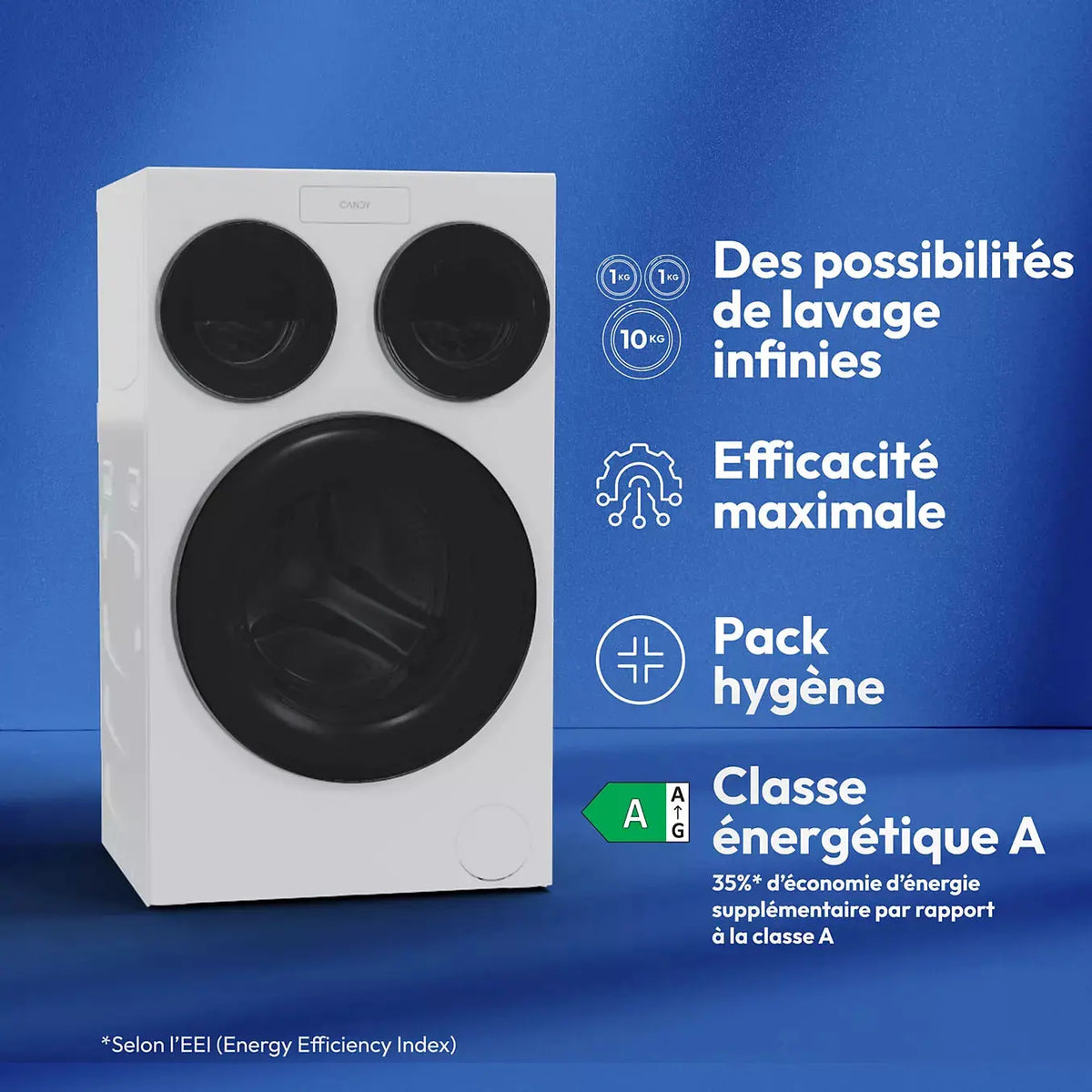 Lave linge hublot CANDY MQD 410CBL9-47 Multiwash 3 tambours DUMANOIR