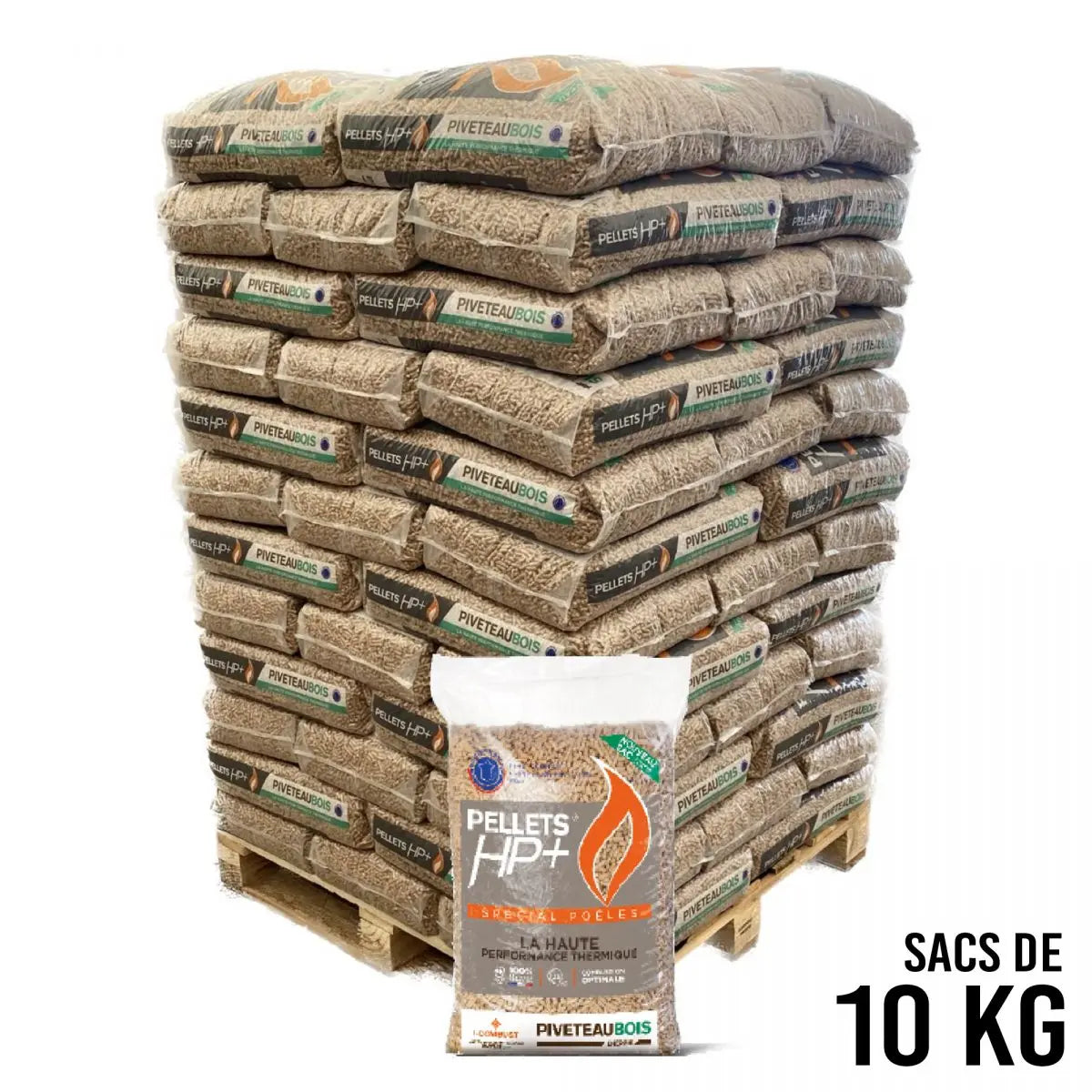 Granulés bois certifiés DINplus Piveteau Bois – Palette 104 sacs de 10 kg