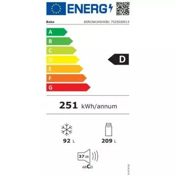 Réfrigérateur combiné BEKO B5RCNA345HXB1