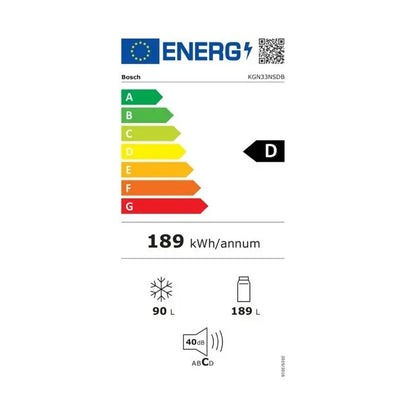 Bosch Réfrigérateur combiné 61.4cm 279l no frost inox - KGN33NSDB