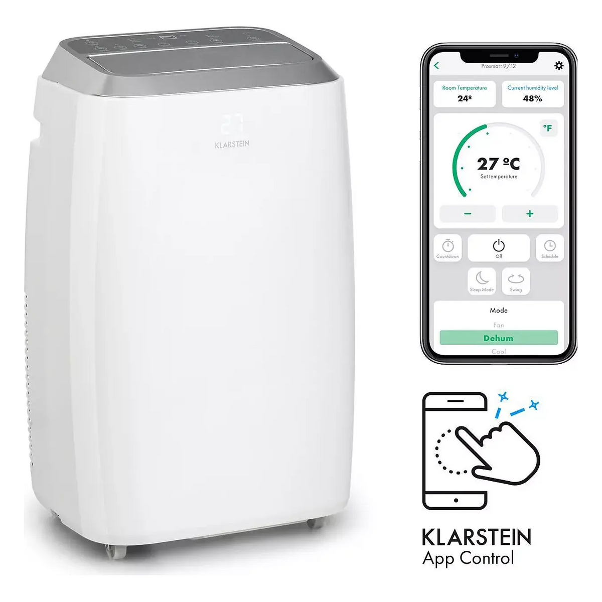 Climatiseur mobile silencieux KLARSTEIN Iceblock Prosmart 12 - Blanc