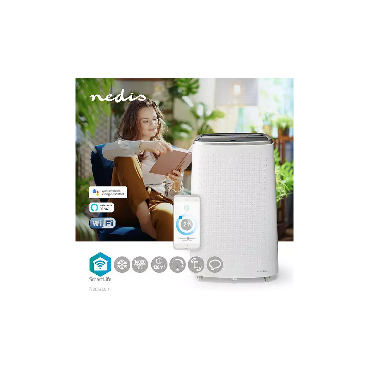 Climatiseur NEDIS Climatisation Wi-fi 14000 Btu 41m² Désh