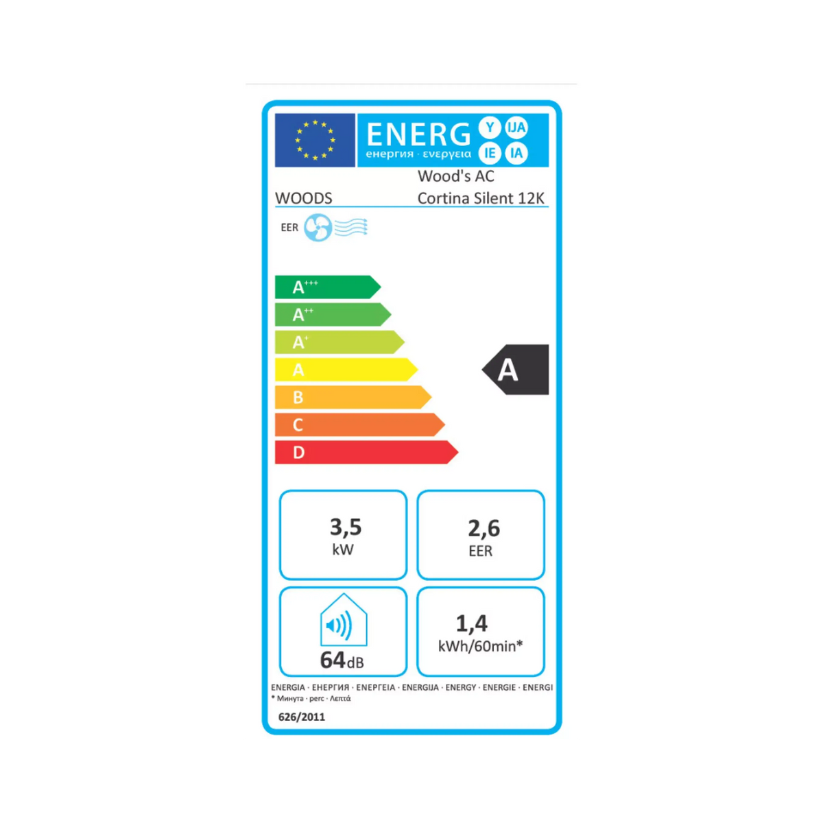 Climatiseur mobile silencieux WOODS WAC1202G