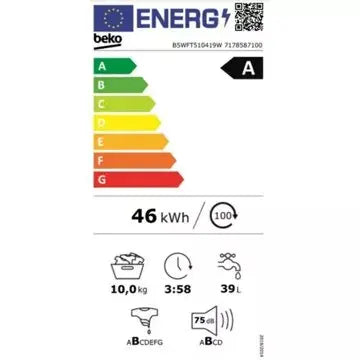 Lave linge hublot 	BEKO B5WFT510419W