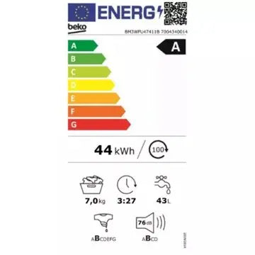 Lave linge hublot 	BEKO BM3WFU47411B Energy Spin