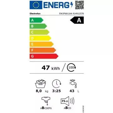 Lave linge hublot  ELECTROLUX	EW2F6812AA