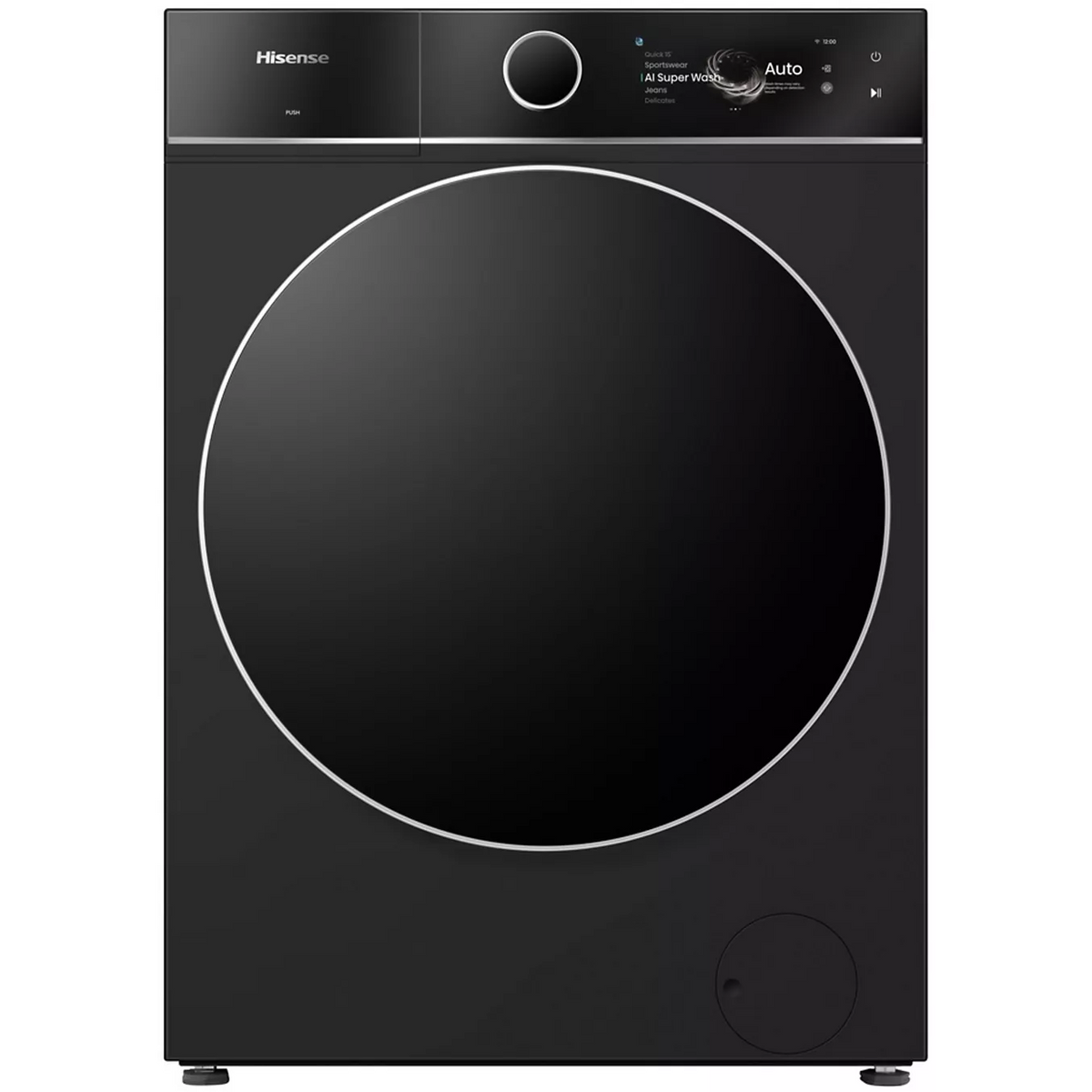 Lave linge hublot HISENSE WF7I1248BBR - 12 kg - 1400 tr/min - Classe A - Moteur induction - Autodosage - Connecté Wifi- Noir MAG ELECTROMENAGER