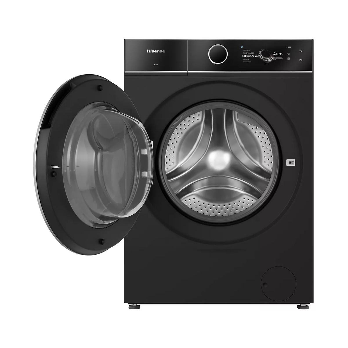 Lave linge hublot HISENSE WF7I1248BBR - 12 kg - 1400 tr/min - Classe A - Moteur induction - Autodosage - Connecté Wifi- Noir MAG ELECTROMENAGER