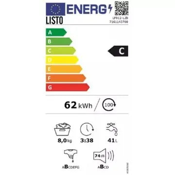Lave linge hublot 	LISTO LF812-L2b