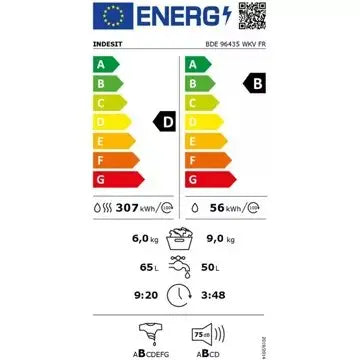 Lave linge séchant hublot  INDESIT BDE96435WKVFR