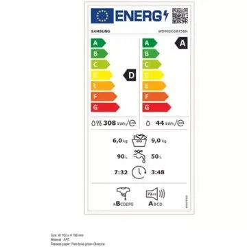 Lave linge séchant hublot  SAMSUNG  WD90DG5B15BH