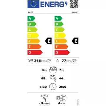 Lave linge séchant hublot  encastrable 	SMEG LSIA147