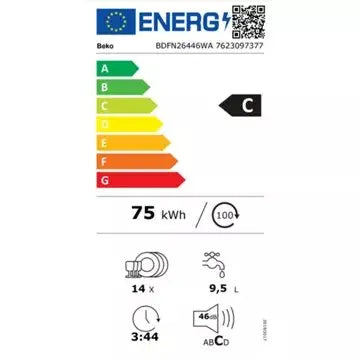 Lave vaisselle 60 cm BEKO BDFN26446WA