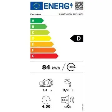 Lave vaisselle 60 cm ELECTROLUX	ESA47300SW Airdry