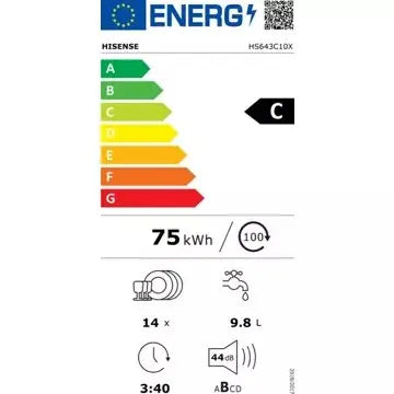 Lave vaisselle 60 cm	HISENSE	HS643C10X