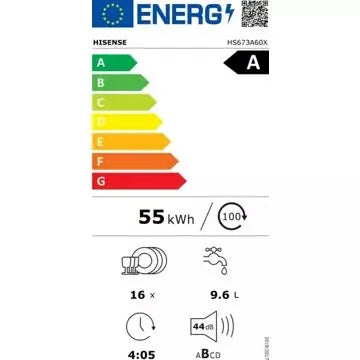 Lave vaisselle 60 cm	HISENSE	HS673A60X