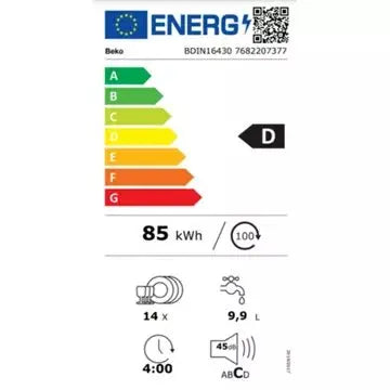 Lave vaisselle encastrable  BEKO	BDIN16430 Glissières