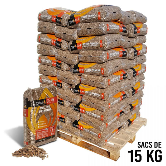 Granulés bois 72 sacs certifiés NF Crépito – Palette 15 kg