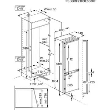 Réfrigérateur combiné encastrable 							AEG				NSC7P751DS No frost 70cm