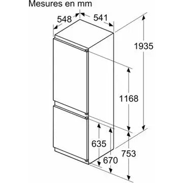 Réfrigérateur combiné encastrable 							BOSCH				KIN96NSE0 Série 2, XL, accentLine