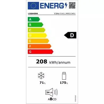 Réfrigérateur combiné encastrable 							LIEBHERR				ICBND5163-20 BioFresh