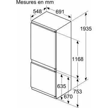 Réfrigérateur combiné encastrable SIEMENS	KB96NNSE0, iQ100
