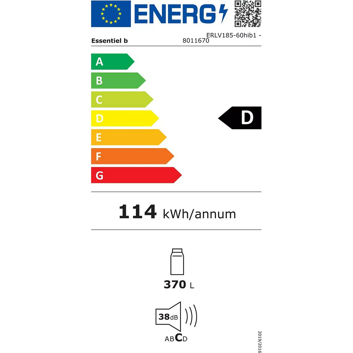 Réfrigérateur 1 porte ESSENTIELB ERLV185-60hib1