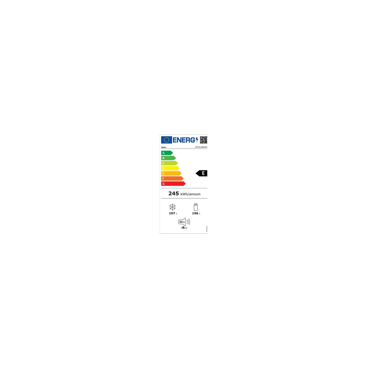 Réfrigérateur combiné silencieux 35 dB HAIER HTR3518ENMX