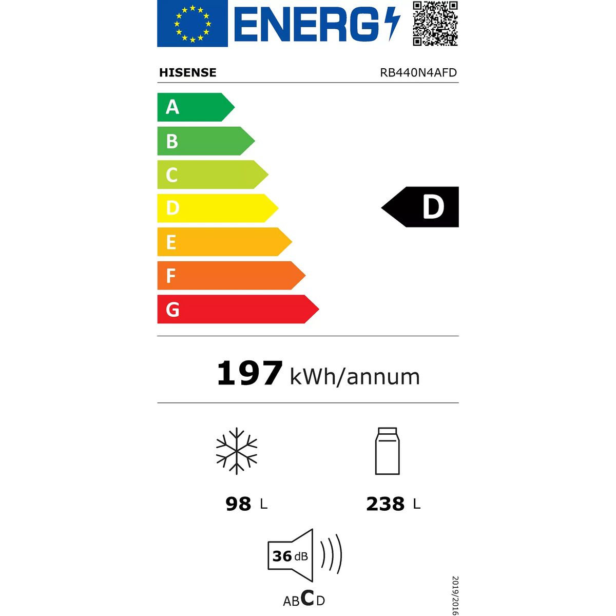 Réfrigérateur combiné HISENSE RB440N4AFD DUMANOIR
