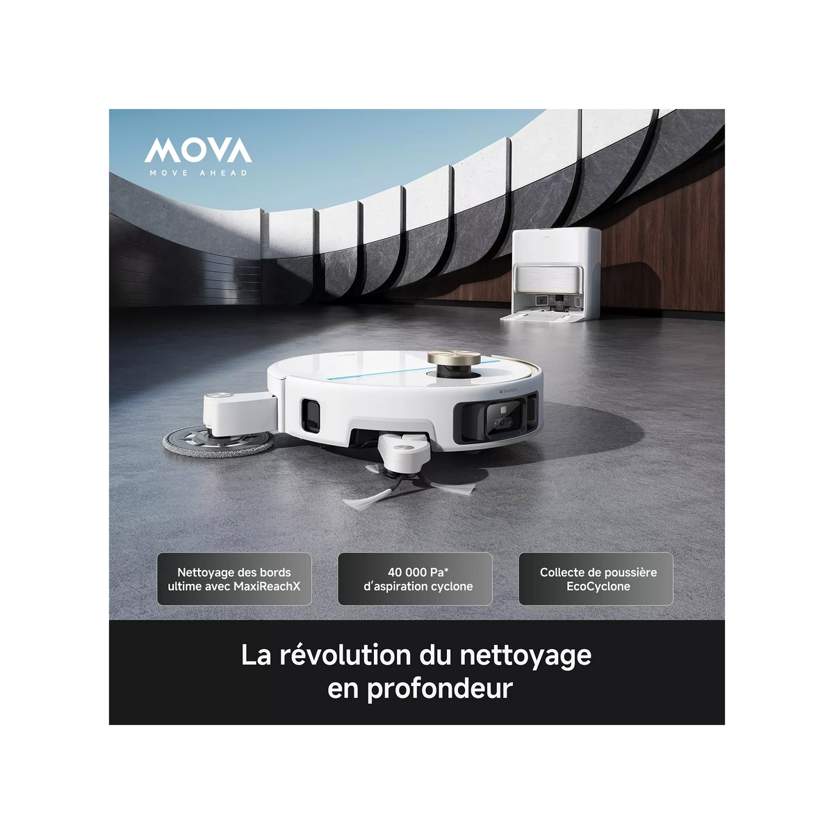 Aspirateur robot laveur blanc MOVA V70 Ultra Complete