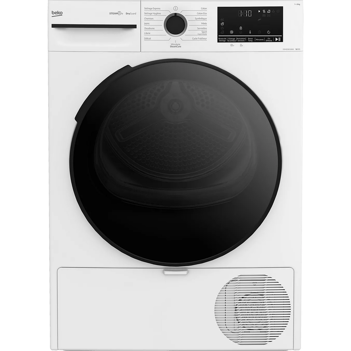 Sèche linge pompe à chaleur BEKO D3H2D8C6BW 8kg - Soin quotidien & Anti-froissage MAG ELECTROMENAGER