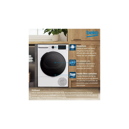 Sèche linge pompe à chaleur BEKO D3H2D8C6BW 8kg - Soin quotidien & Anti-froissage MAG ELECTROMENAGER