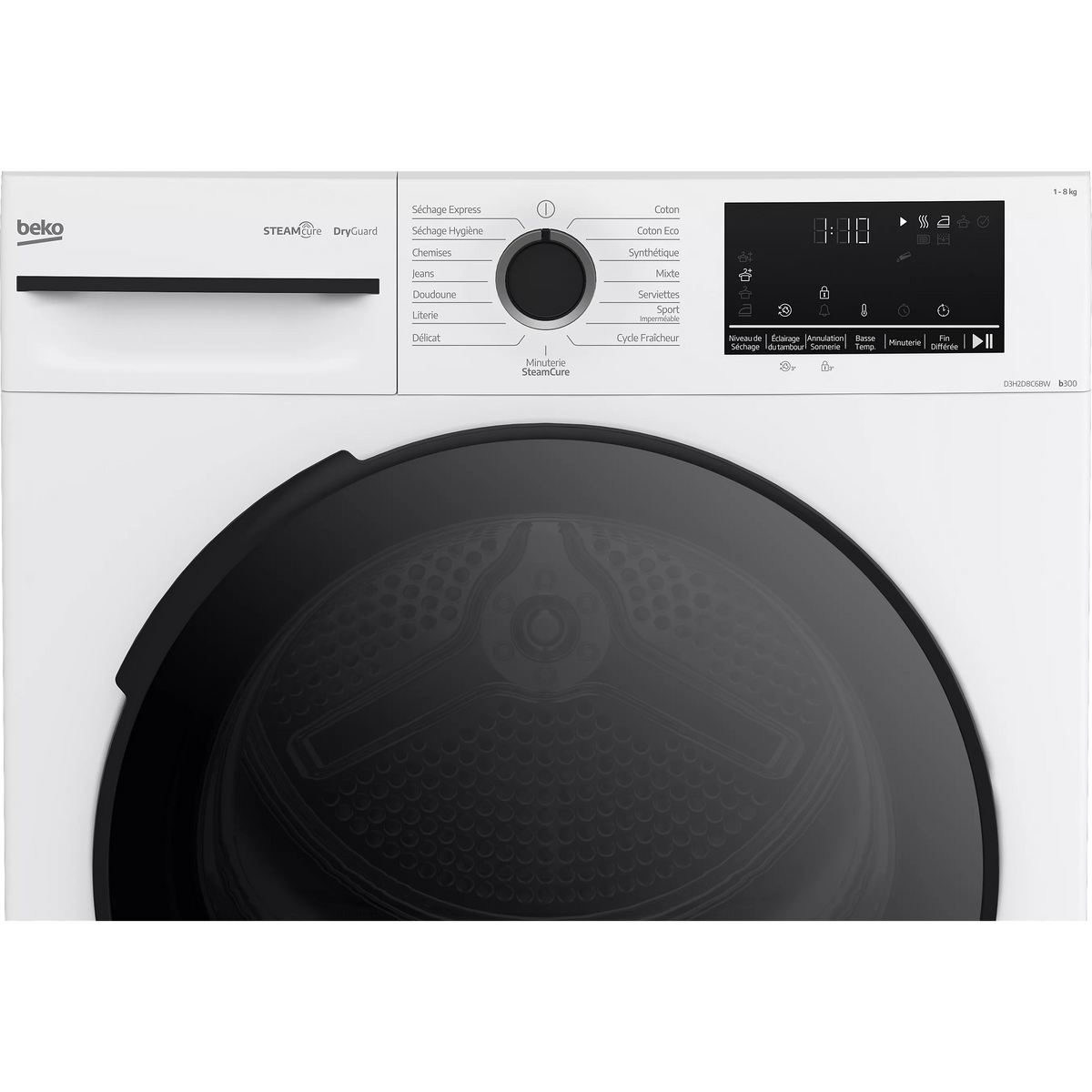 Sèche linge pompe à chaleur BEKO D3H2D8C6BW 8kg - Soin quotidien & Anti-froissage MAG ELECTROMENAGER